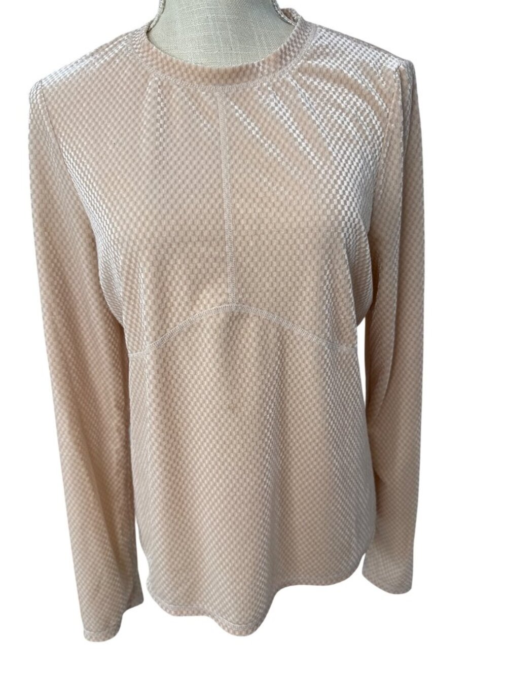 Fabletics Light Pink Textured Performance Long-sleeve Athletic Top Size M